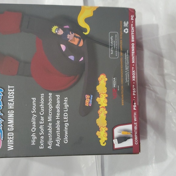 Naruto Shippuden wired Glowing LED gaming headset with fold down microphone new - Picture 10 of 11
